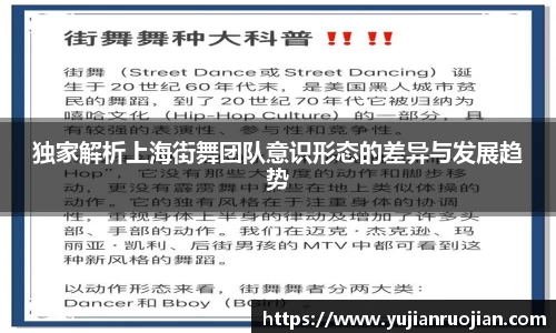 独家解析上海街舞团队意识形态的差异与发展趋势